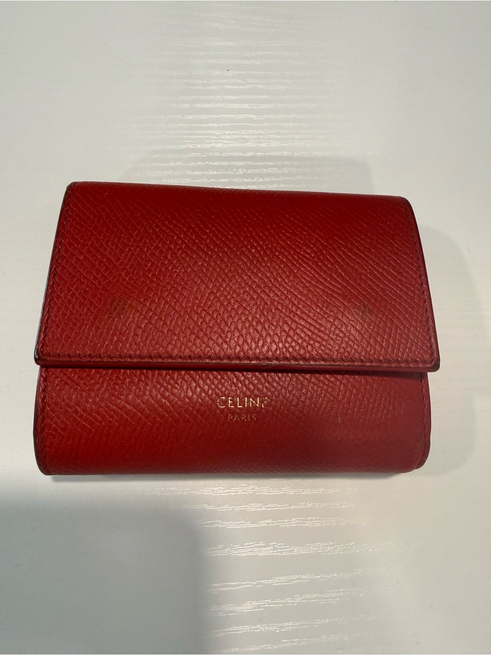 Celine Red Trifold Compact Wallet